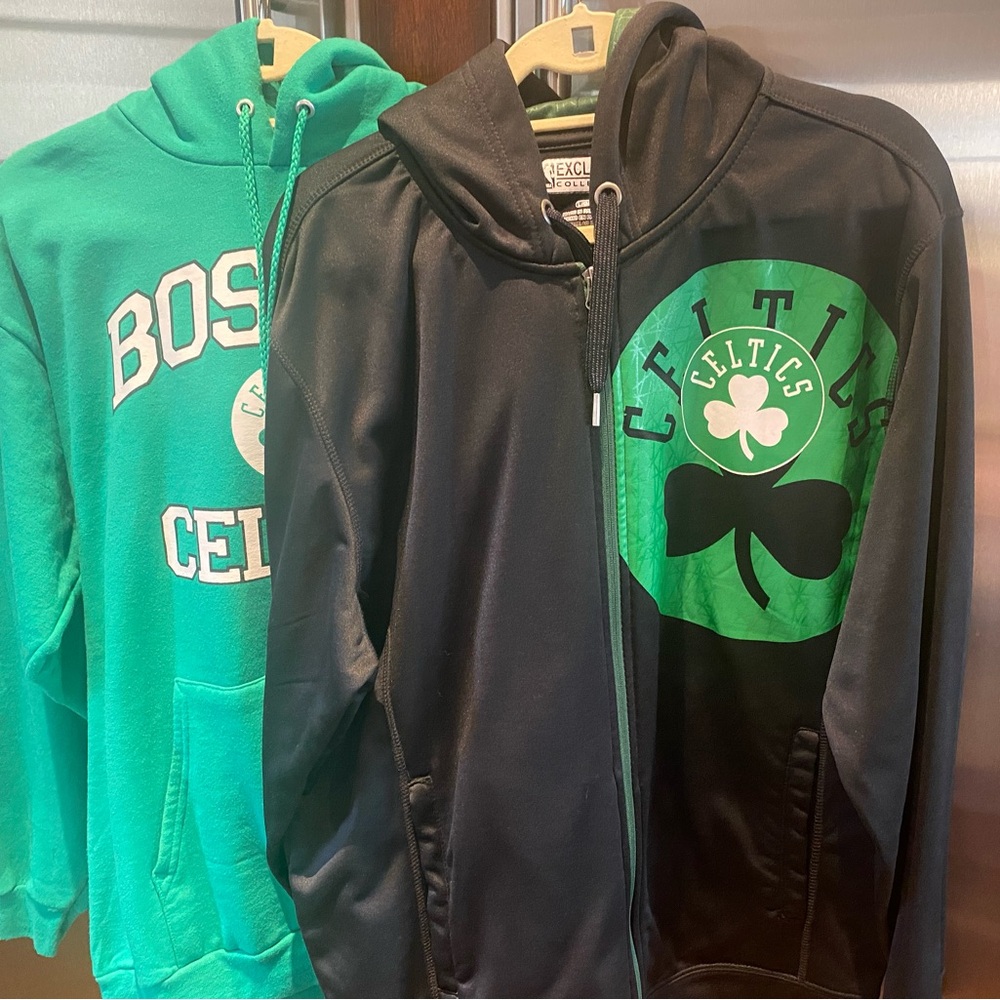 NBA Boston Celtics Black and Majestic Green  jackets